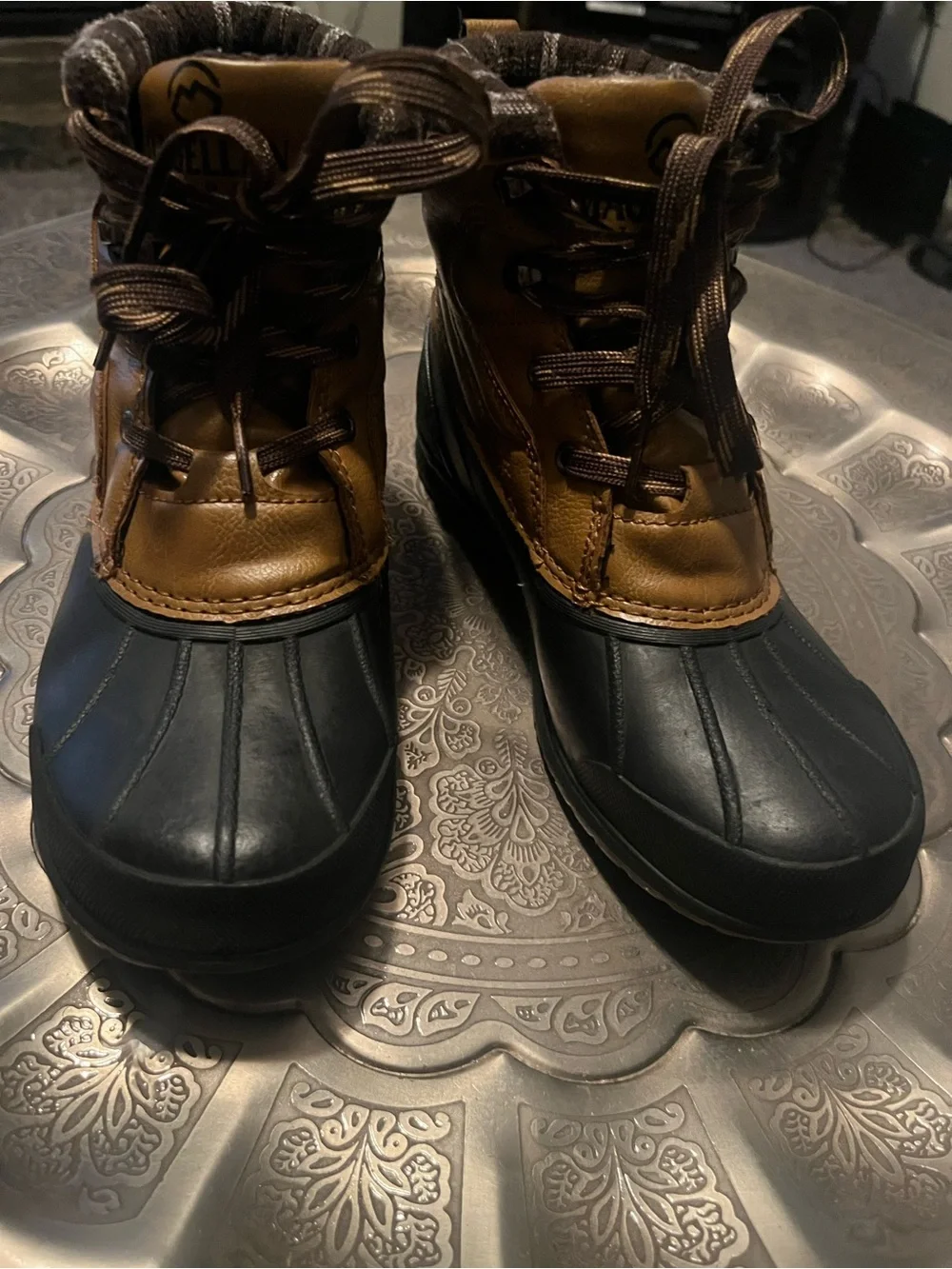 Women’s  Brown and Black Duck Boots - Waterproof Winter Lace-Up